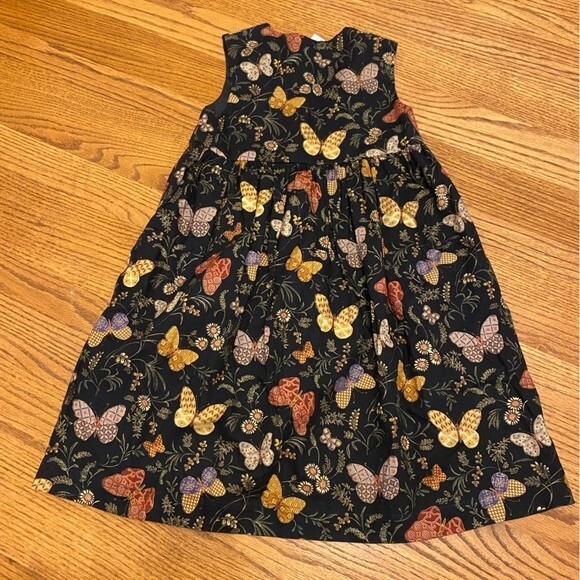 Easy Wear Butterfly Pattern Smock Vest Dress with Pockets - Picture 4 of 7